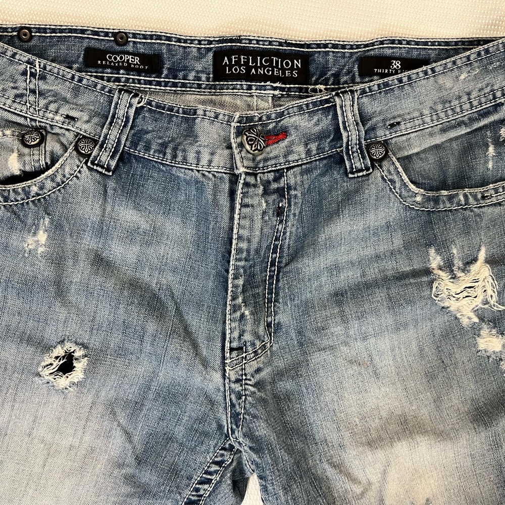 Men’s Vintage Affliction Cooper Distressed Rugged & Stylish Jeans - Picture 2 of 10
